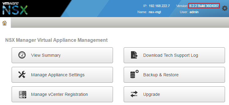 nsx-build-number-web-interface